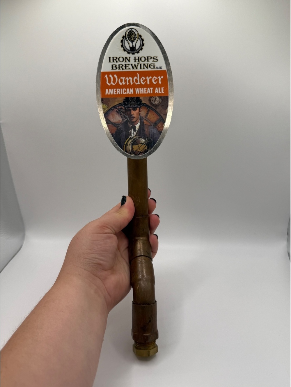 Iron Hops Brewing Wanderer American Wheat Ale Beer Tap Handle